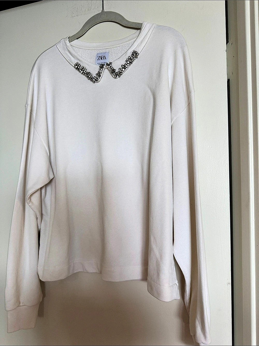 Zara Embellished Neckline White Size Medium